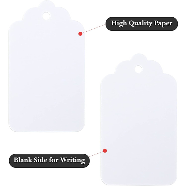 300g/m² Gavepapir-etiketter - 7x4CM Blanke Pakke-etiketter - 100 stk Håndverk Henge-etiketter med Jutegarn for Gave Bryllup Favoritt Dekorere White 7x4CM100PCS