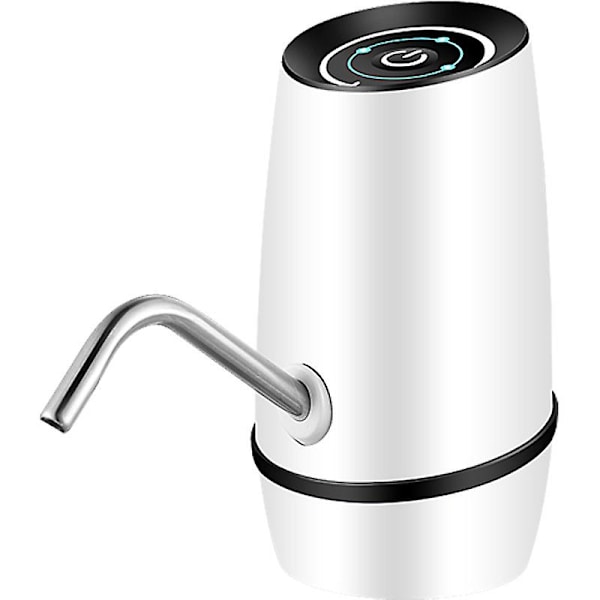 5 Gallons Vattenflaskedispenser, USB Laddningsbar Vattenflaskepumps, Bärbar Vattenflaskedispenserpump för Camping (1 Styck, Vit)