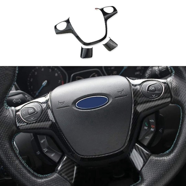 3pcs Fiber Steering Wheel Cover Trim Rative Frame For Focus Mk3 Kuga 2012-2