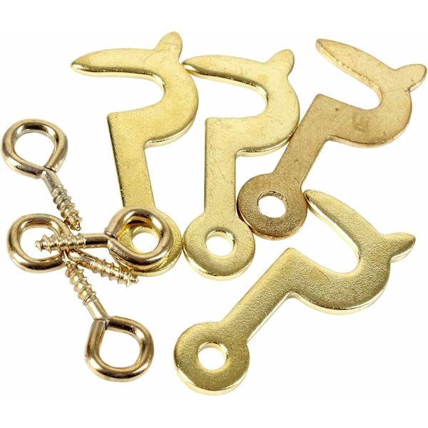 Sivukoukku ja silmäruuvi, pieni, 25 mm, sähkömessinkipinnoitettu, itseporautuva kiinnitin, solkikiinnikkeet kehyksille, peileille, korurasialle, 4 kpl. Gold