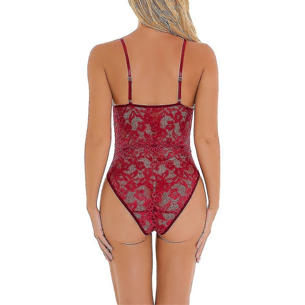 Sexig Lingerie Dam Bodysuit Blommig Spets Babydoll Nattkläder Sovkläder