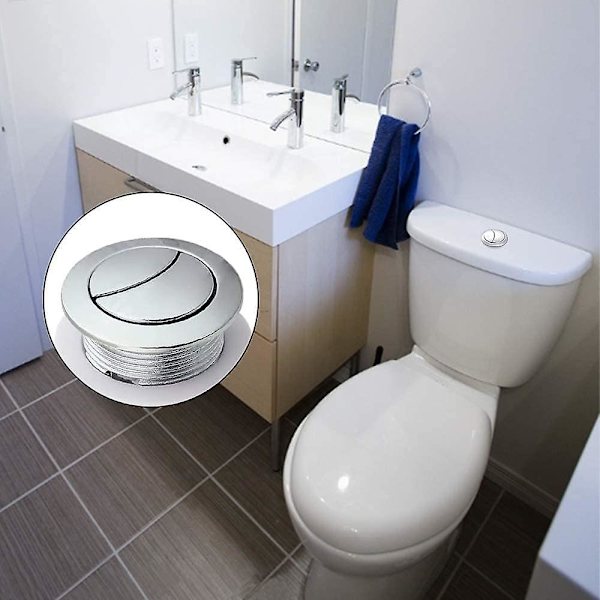 Dubbel Tryck Toalett Spolningsknapp Tråd För Toalett Cistern Ersättningstillbehör (1st, Silver)