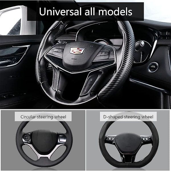 Universaali Auton Ohjauspyörän Peite, 2 Pakkausta Universaaleja Hiilikuituisia Ohjauspyörän Peitteitä, Sisustusvaruste, Erittäin Kevyt, Useimpiin Autoihin (musta)