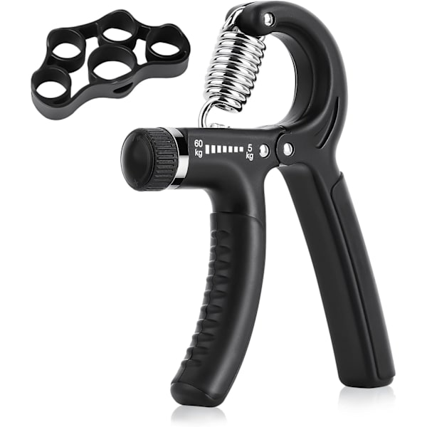 Handgreppsstärkare underarms träningskit, 5-60 kg justerbar handgrepp, fingerövning för idrottare och musiker för starka fingrar, underarmar, H 2black