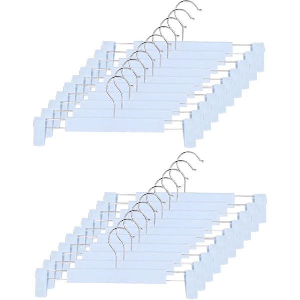 Kleshengere for bukser, plassbesparende skjørtstativ med 360 ° svingbare kroker, justerbare klips, buksehengere, kleshengere for jakker, jeanshengere (2 Blue 20 Pack