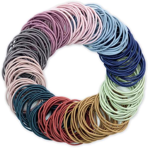 Elastiske hårbånd, hårstrikk, 200 stk. strikkholdere for hestehale, 2 mm elastiske hårstrikk, strikkholdere for hestehale, hårbånd for kvinner og jenter Multicolored