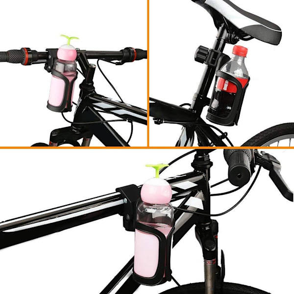 Sykkelflaskeholder, Svart Sykkelkoppholder 360 Graders Rotasjon Sykkelvannflaskebur; passer sykler, terrengsykler, barnevogner og rullestoler Black