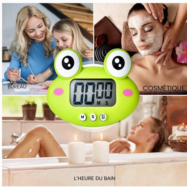 Timer, kökstimer, digital timer formad som ett tecknat djur (grön) green