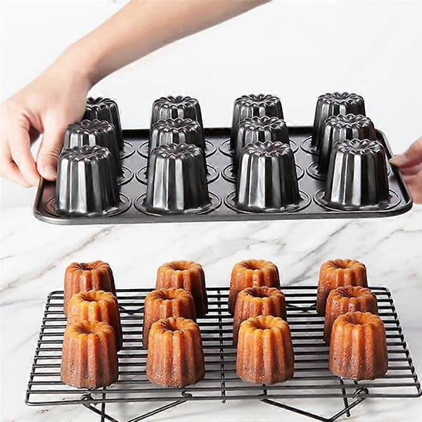 12-rums Canele Form Kageform Non-Stick Canele Muffin Bageform Cupcake Form til Ovn Bagning Puddingforme
