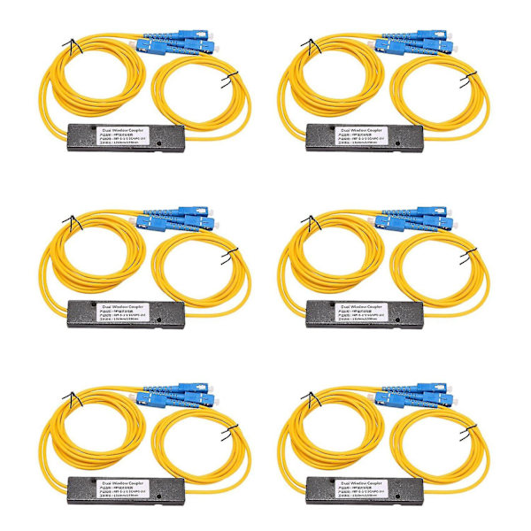 6x Ftth Sc Upc 1x2 Plc Singlemode Fiber Optical Splitter Fbt Optical Coupler