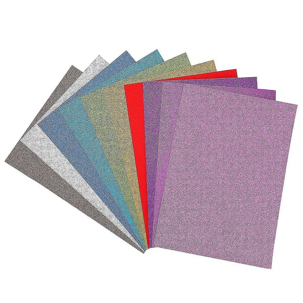 Glitter Cardstock-papper, 10 ark A4-storlek Cardstock-papper för scrapbook-ark, självhäftande hantverkskartong, självhäftande presentförpackning, färg Slumpmässigt