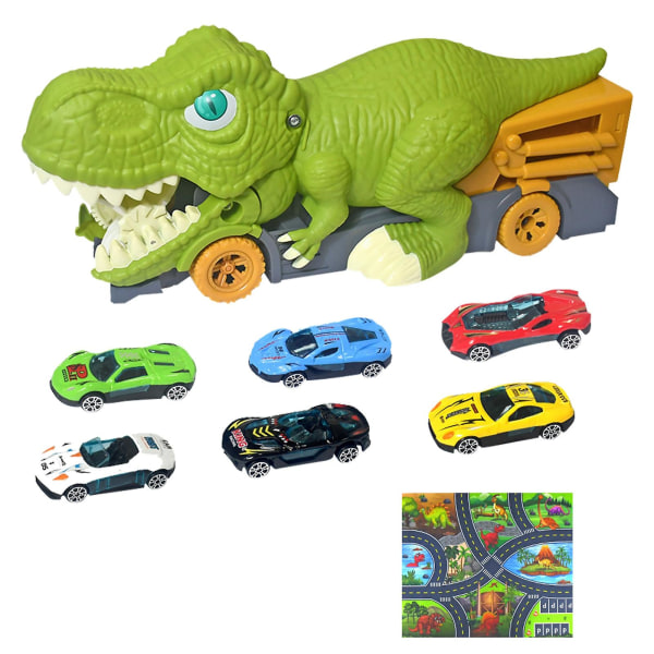Barns dinosaurie slukar bil, stor dinosaurie slukar 6 legeringsbilar, baby , 4 pojkar 6 år gammal pusselpresent