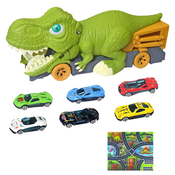 Lasten Dinosauruksen Nielevä Auto, Suuri Dinosauruksen Nielevä 6 Metalliautoa, Vauvan Leikkiauto, 4 Pojalle 6 Vuotta Vanha Puzzle Lahja