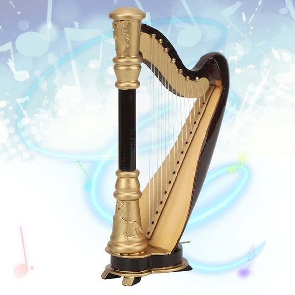 16CM Træ Miniature Harpe Model Mini Musikinstrument Model Skrivebordsdekoration Gave