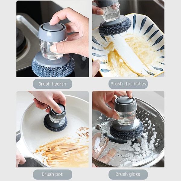 Astianharja, astianpesuharja vaihtoharjaspäällä, uudelleenkäytettävä ja kestävä kattiloiden, kuppien ja pesualtaiden puhdistamiseen (4 kpl)