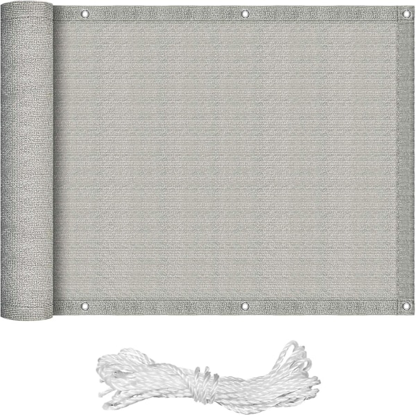 75x600cm Parvekkeen näkösuoja Parvekkeen näkösuoja Hdpe Näkösuoja Parvekkeen näkösuoja Silmukoilla Ja Kiristysnauhoilla, Harmaa