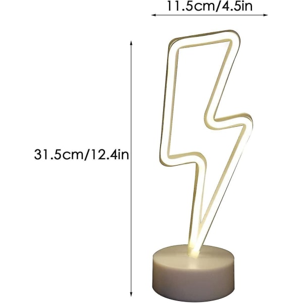 Neonvalokyltti USB/paristokäyttöinen LED-yövalo jalustalla kotiin, lastenhuoneeseen, baariin, kaikkiin juhliin (paristot eivät sisälly), salama