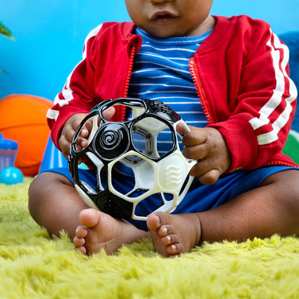 Oball Grippin' Goals Raslefodbold - Sort & Hvid, Nemt at Gribe Legetøj til Nyfødte og Op Football Black & White