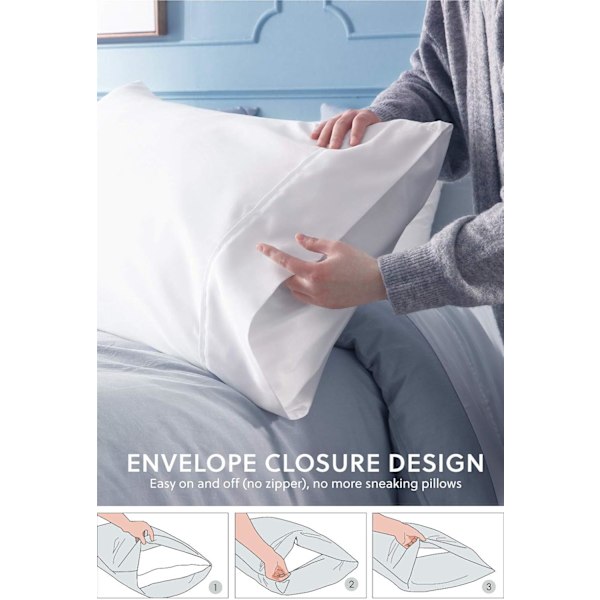 Kuddfodral 2-pack Vit - Borstad Polyester Mikrofiber Kuddfodral med Kuvertförslutning, 50 x 75 cm White 2pcs Pillowcases(50x75cm)