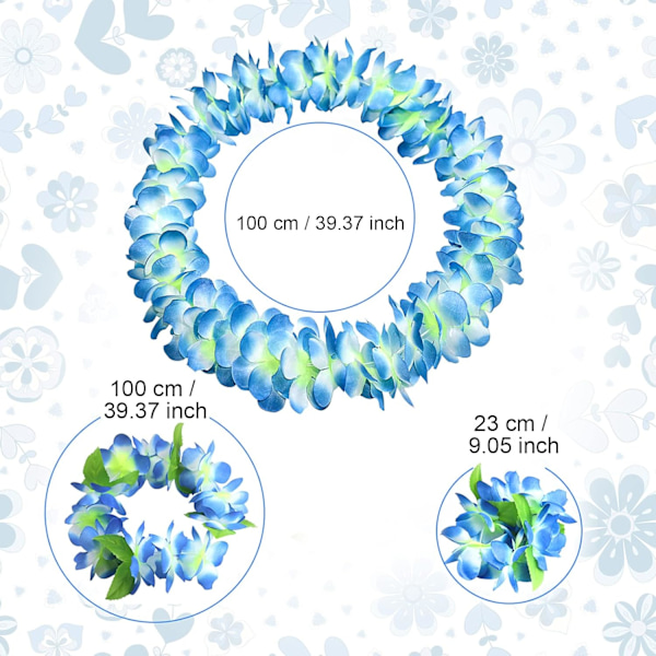 Hawaiian Flower Lei Set, Hawaiian Lei Flower Garland Fancy Dress Set med ananas solglasögon, Hawaiian flower Halsband Pannband Armband För T Blau