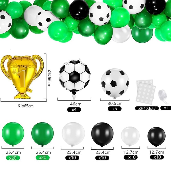 Grön Svart Vit Ballong Garland Arch Kit - Fotboll Brithday Party Tillbehör För VM Tema Party Dekor Cup