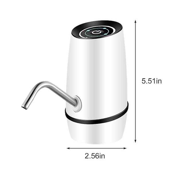 5 Gallons Vattenflaskedispenser, USB Laddningsbar Vattenflaskepumps, Bärbar Vattenflaskedispenserpump för Camping (1 Styck, Vit)