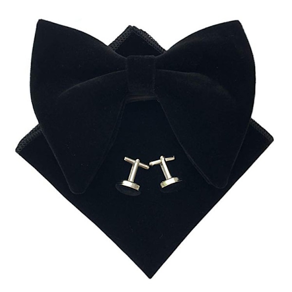Herre Stor Butterfly Manchetknapper Sæt Ensfarvet Retro Koreansk Stil Guld Velour black