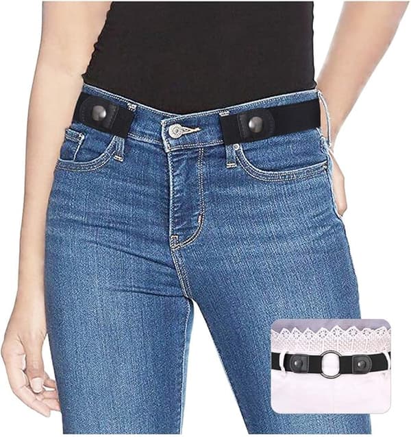 Elastisk bælte til kvinder, spændefrit usynligt bælte til jeans