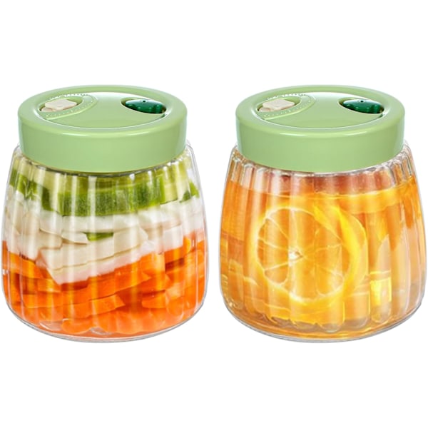 Fermentation Jars 2 Pack 1L Kimchi Container,Fermenting Jar with 2 Air Release Vent Perfect for Fermentation for Kimchi Sauerkraut Sourdough Starte