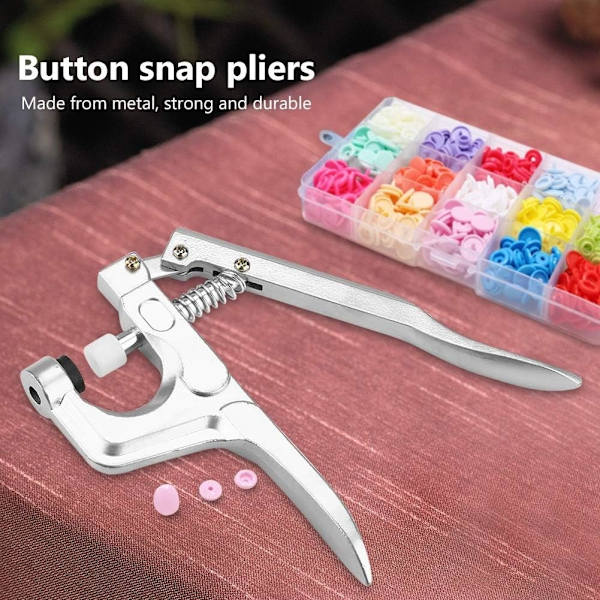 Knapptång med tryckknappar, knapptång i metall för kläder, handhållen tång, för tryckknappar utan sömnad, fästverktyg, stans, hem och professionell Silver, Yellow