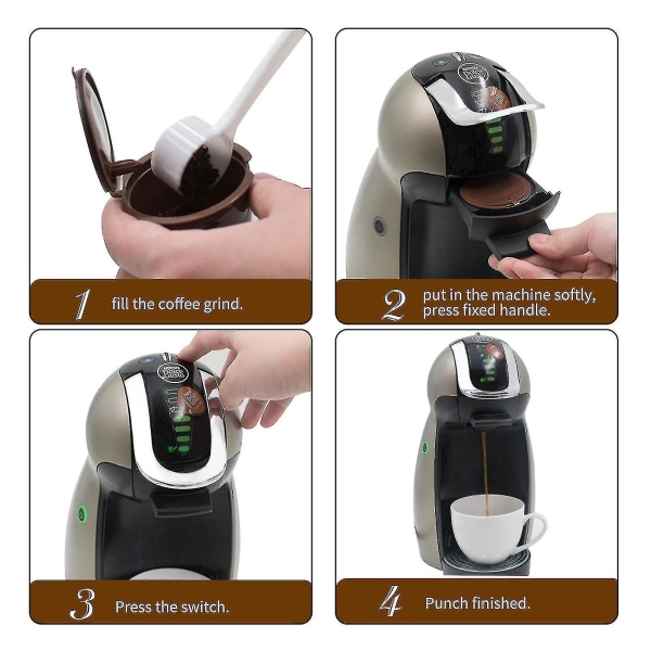 Rostfritt stål påfyllningsbar kaffemaskin Filterkapselkopp för Dolce Gusto Set