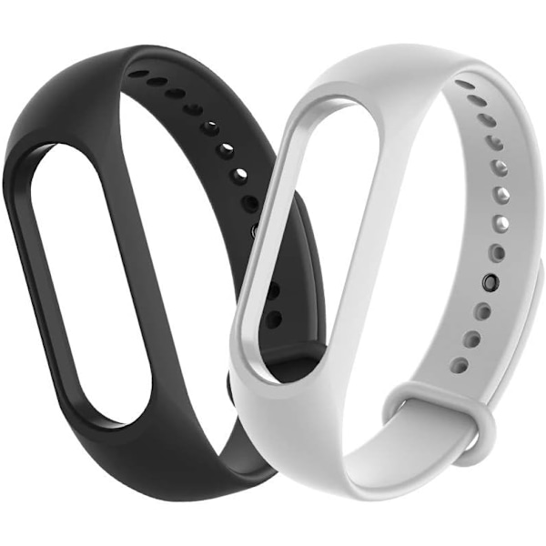 2 kpl Silikoniranneke Yhteensopiva Xiaomi Mi Band 3/4 kanssa, Säädettävä Värikäs Vaihtoranneke Pehmeä Urheilukellon Ranneke Korvaava Xiao:lle black / grey