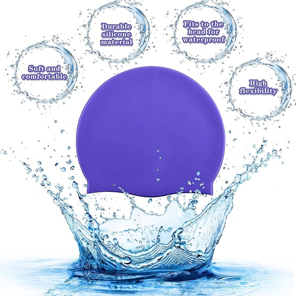 6 stk Unisex badehette i silikon for voksne Vanntett svømmehatt Slitesterk og sklisikre svømmebassenghette elastisk