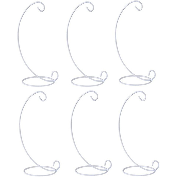 (6 Pak) Ornament Display Stativ, Hvid Jern Hængende Stativ Reol Holder Til Crday Hængende Glas Gave