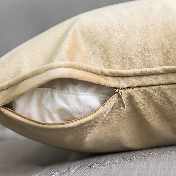 Sæt med 2 fløjls pudebetræk dekorative pyntepuder sofa pude lændepude pudebetræk med skjult lynlås sofa soveværelse 45 x 45 cm grå