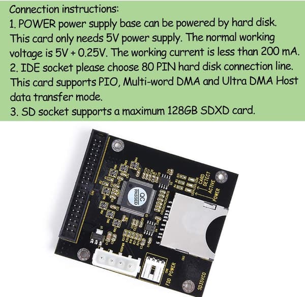 1 stk SD SDHC-kort til IDE 3,5\" 40-pinners hannadapter hann IDE harddiskadapter