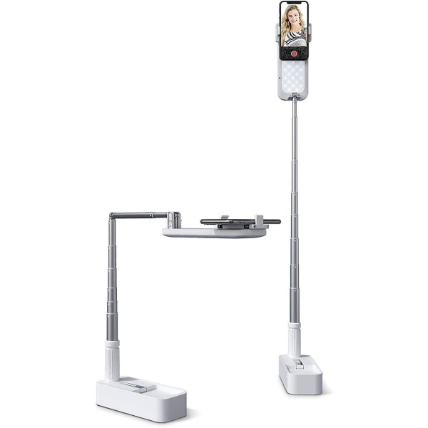Udtrækkeligt Selfie-stativ med telefonholder, genopladeligt trådløst foldbart LED-lys