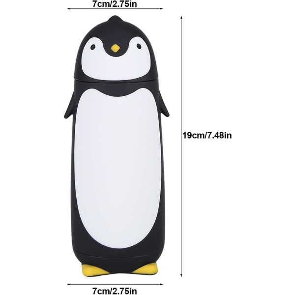 300 ml Penguin Childs vandflaske Sød tegneserie børnerejsekrus Genanvendelig vandkande, til skolesport picnic arbejde (sort)
