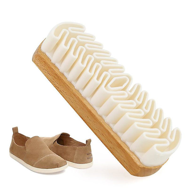 Rensningsbørste, slidstærk crepe børste til rengøring af alle ruskind og nubuck læder (1 stk, træfarve)