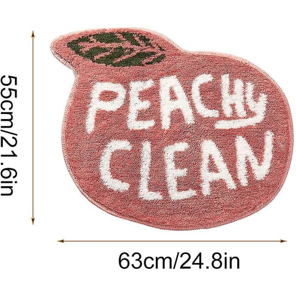 Peach Coral Pink badmatta, halkfri fotmatta Peach badrumsmatta och mattor Söt tecknad badmatta Tvättbar halkfri badmatta Absorberande badmatta (55x63cm)