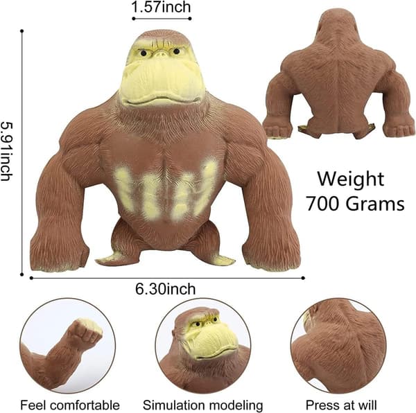 Strækbar Lim Sandfyldt Gummi Gorilla Legetøj, Blødt Højelastisk Latex Gorilla Squishy Legetøj, Strækbart Abe Dekompression Legetøj til