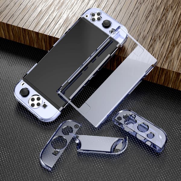 Beskyttelsesetui til Nintendo Switch OLED Model 2021, Dockbart Etui med Flip Cover til Switch OLED, Krystal Etui Tilbehør