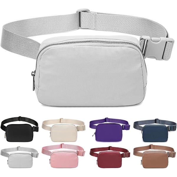 Belteveske for kvinner, Fanny Pack Dupes, Bomvabe Fashion Crossbody Lulu Midjeveske Lemen Bag med Justerbar Stropp, Overalt Belteveske for Reise Utendørs Grey