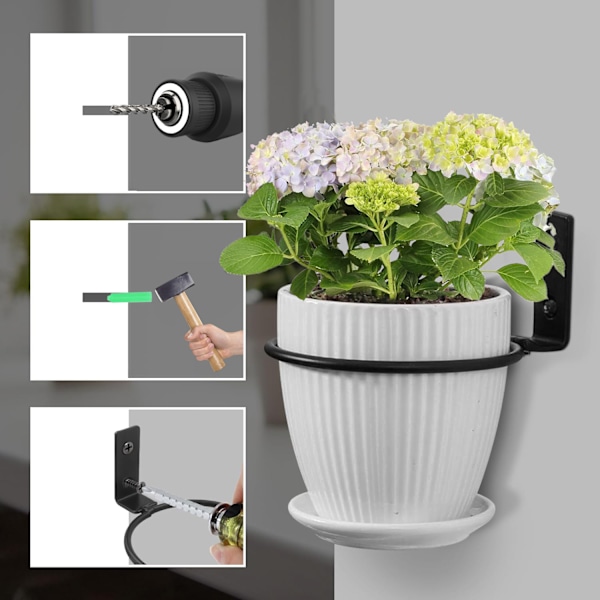 3 Blomsterställ Ringar Väggmonterad Enkel Fällbar Hylla Vägg Balkong Dekorativ Blomkruka Blomsterställ 5 inches