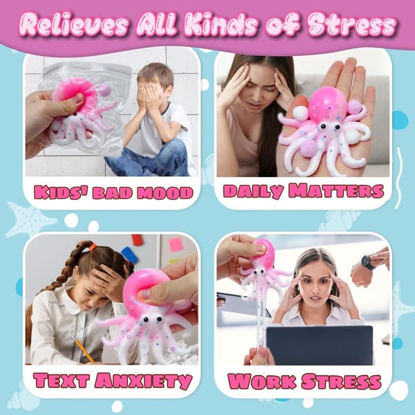 Sensorisk Squishy Squishy Legetøj, Klemme Fidget Stressbolde til Børn og Småbørn, Kawaii Squishy Bold til Julepynt, Klasseværelse Pink