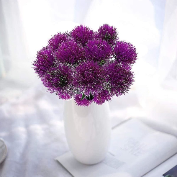 10 st Maskros konstgjorda blommor Växter Bukett Plastblomma för heminredning / bröllopsinredning (pruple)