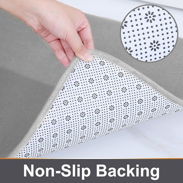 Memory Foam Bademåtte 23,6x47,2 tommer, skridsikker bademåtte absorberende bademåtter til badeværelse, grå