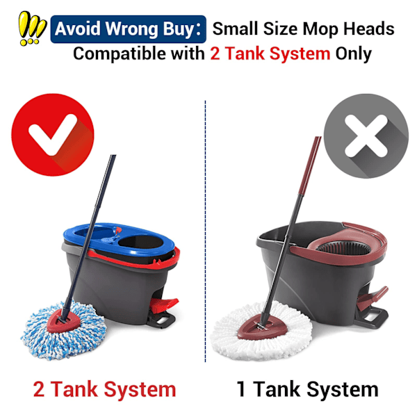 Spin Mop -varapää O Ceda Spinning EasyWring Rinse Clean -moppiin, moppipään vaihto sopii 2 säiliön järjestelmän moppiämpäriin, mikrokuitu, 2 kpl 2