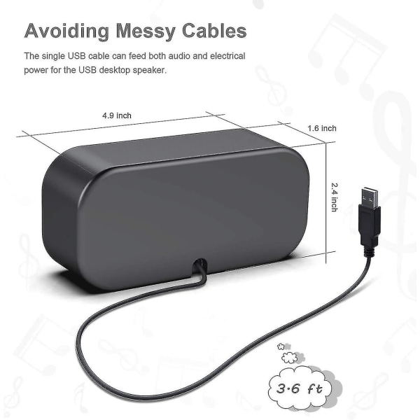 USB-högtalare för dator, PC-högtalare för skrivbord, små bärbara högtalare med högkvalitativt ljud, hög volym, plug and play