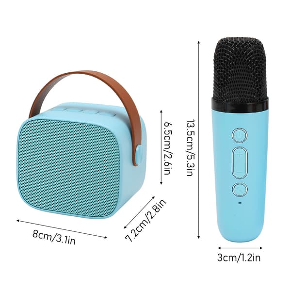 Mini karaokemaskinset stöder Bluetooth AUX USB-minneskort bärbar Bluetooth-högtalare med trådlös mikrofon Blue